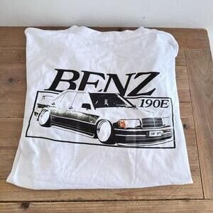 Mercedes Benz 190E White And Black Tee